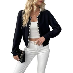 Kedera Womens Casual Cardigan Sweater Elegant Long Sleeve Oversized Pullover Knit Sweater with Pearls