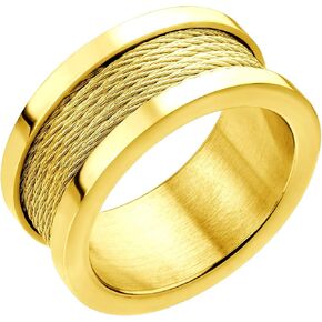 555Jewelry 10mm Wide Stainless Steel Five Twisted Cable Rows Inlay Ring, Wedding Band for Men in Saudi Arabia