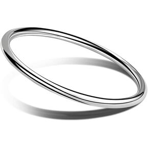 Meilanduo Solid 925 Sterling Silver 4mm High Polished Round Circle Bangle Shiny Minimalist Bangle Bracelet for Women Girls (68mm for Large Wrists) in Saudi Arabia