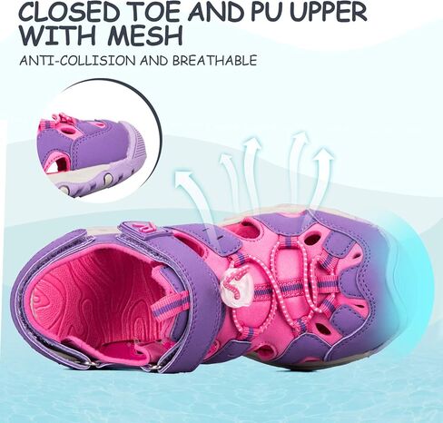 صنادل RUNSIDE للأولاد والبنات بمقدمة مغلقة للتنزه في الهواء الطلق/المشي صنادل رياضية أحذية مائية صيفية للأطفال الصغار/الأطفال الصغار/الأطفال الكبار in Kuwait