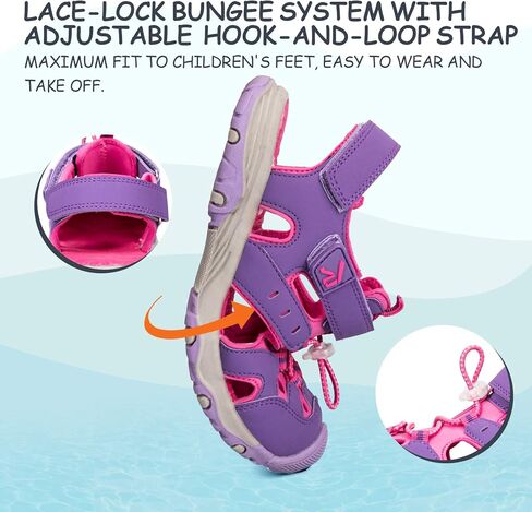 صنادل RUNSIDE للأولاد والبنات بمقدمة مغلقة للتنزه في الهواء الطلق/المشي صنادل رياضية أحذية مائية صيفية للأطفال الصغار/الأطفال الصغار/الأطفال الكبار in Kuwait