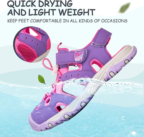 صنادل RUNSIDE للأولاد والبنات بمقدمة مغلقة للتنزه في الهواء الطلق/المشي صنادل رياضية أحذية مائية صيفية للأطفال الصغار/الأطفال الصغار/الأطفال الكبار in Kuwait