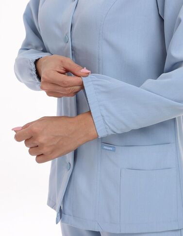 مجموعة Ninsam Essential Warm Scrub للنساء، سترة أمامية بإبزيم وسروال متوسط ​​الساق مستقيم، ناعم قابل للتمدد 6 جيوب in Kuwait