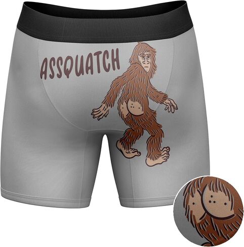 Crazy Dog T-Shirts Mens Assquatch Boxer Briefs Funny Sassquatch Bigfoot Butt Joke Graphic Hilarious Saying Underwear in Saudi Arabia