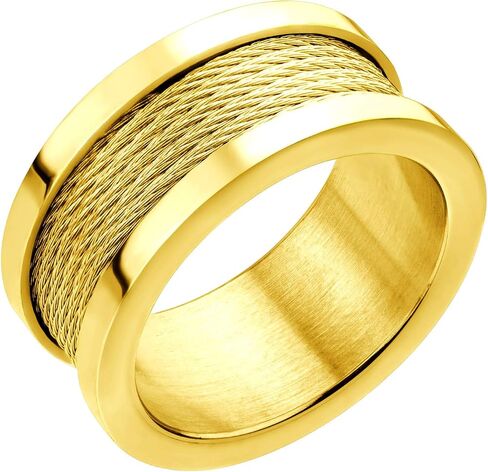 555Jewelry حلقة ترصيع من الفولاذ المقاوم للصدأ بعرض 10 ملم وخمسة صفوف من الكابلات الملتوية، خاتم زفاف للرجال in Saudi Arabia
