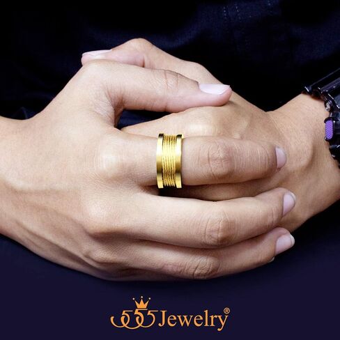 555Jewelry حلقة ترصيع من الفولاذ المقاوم للصدأ بعرض 10 ملم وخمسة صفوف من الكابلات الملتوية، خاتم زفاف للرجال in Saudi Arabia