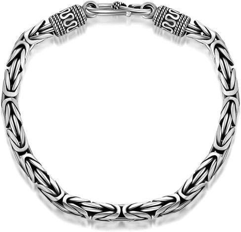CEKAMA 925 Sterling Silver Bracelet for Men & Boys Matte Texture Exquisite Thick Bracelets Length 7-9 Inch, Width 5-7mm in Saudi Arabia