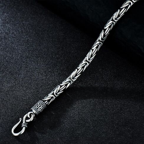 CEKAMA 925 Sterling Silver Bracelet for Men & Boys Matte Texture Exquisite Thick Bracelets Length 7-9 Inch, Width 5-7mm in Saudi Arabia