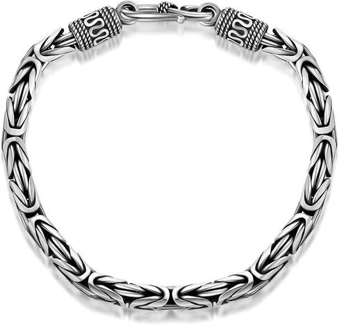 CEKAMA 925 Sterling Silver Bracelet for Men & Boys Matte Texture Exquisite Thick Bracelets Length 7-9 Inch, Width 5-7mm in Saudi Arabia