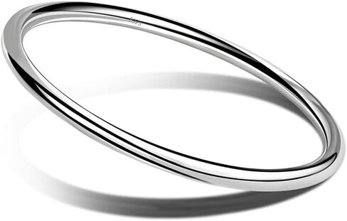 Meilanduo Solid 925 Sterling Silver 4mm High Polished Round Circle Bangle Shiny Minimalist Bangle Bracelet for Women Girls (68mm for Large Wrists) in Saudi Arabia