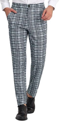 Lars Amadeus Men's Plaid Dress Pants Classic Fit Formal Plaid Slacks Prom Checked Trousers in Saudi Arabia