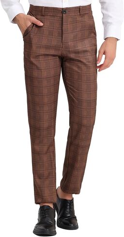 Lars Amadeus Men's Plaid Dress Pants Classic Fit Formal Plaid Slacks Prom Checked Trousers in Saudi Arabia