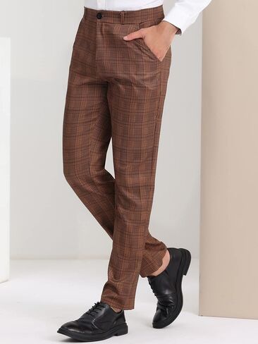 Lars Amadeus Men's Plaid Dress Pants Classic Fit Formal Plaid Slacks Prom Checked Trousers in Saudi Arabia