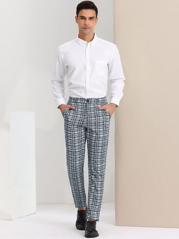 Lars Amadeus Men's Plaid Dress Pants Classic Fit Formal Plaid Slacks Prom Checked Trousers in Saudi Arabia