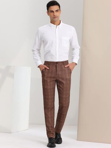 Lars Amadeus Men's Plaid Dress Pants Classic Fit Formal Plaid Slacks Prom Checked Trousers in Saudi Arabia