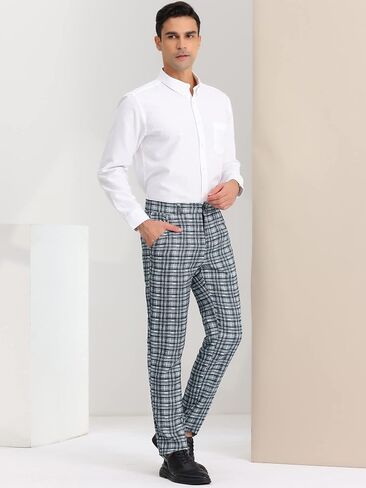 Lars Amadeus Men's Plaid Dress Pants Classic Fit Formal Plaid Slacks Prom Checked Trousers in Saudi Arabia