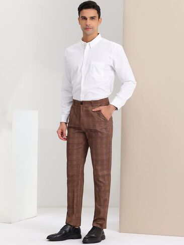 Lars Amadeus Men's Plaid Dress Pants Classic Fit Formal Plaid Slacks Prom Checked Trousers in Saudi Arabia