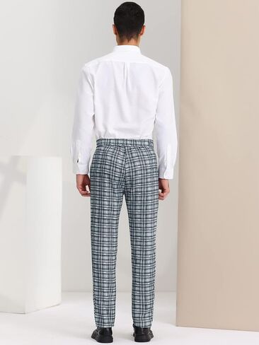 Lars Amadeus Men's Plaid Dress Pants Classic Fit Formal Plaid Slacks Prom Checked Trousers in Saudi Arabia