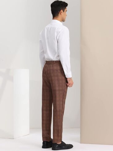 Lars Amadeus Men's Plaid Dress Pants Classic Fit Formal Plaid Slacks Prom Checked Trousers in Saudi Arabia