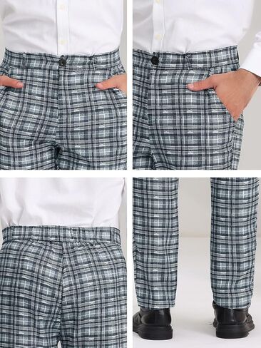 Lars Amadeus Men's Plaid Dress Pants Classic Fit Formal Plaid Slacks Prom Checked Trousers in Saudi Arabia