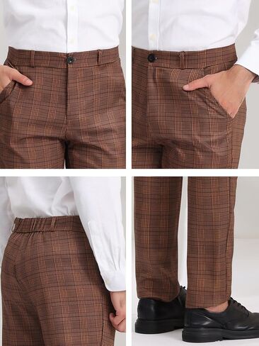 Lars Amadeus Men's Plaid Dress Pants Classic Fit Formal Plaid Slacks Prom Checked Trousers in Saudi Arabia