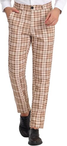 Lars Amadeus Men's Plaid Dress Pants Classic Fit Formal Plaid Slacks Prom Checked Trousers in Saudi Arabia