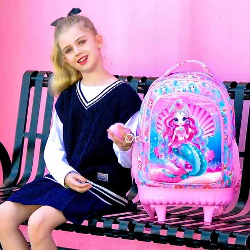 AGSDON 3PCS Rolling Backpack for Boys, Kids Roller Wheels Bookbag, Wheeled School Bag with Lunch Bag - Dinosaur in Kuwait