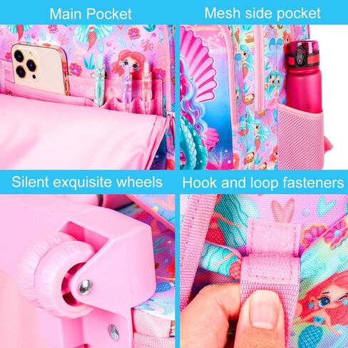 AGSDON 3PCS Rolling Backpack for Boys, Kids Roller Wheels Bookbag, Wheeled School Bag with Lunch Bag - Dinosaur in Kuwait