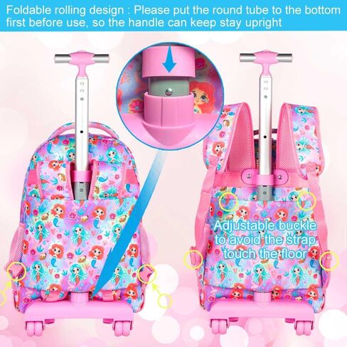 AGSDON 3PCS Rolling Backpack for Boys, Kids Roller Wheels Bookbag, Wheeled School Bag with Lunch Bag - Dinosaur in Kuwait