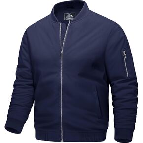 MAGCOMSEN Men's Bomber Jacket Casual Windproof Quilted Jacket Full Zip Windbreaker Winter Warm Varsity Jacket with Pockets