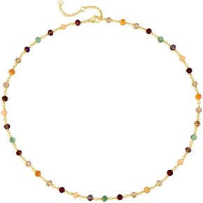 GDCOIN Dainty Colorful Choker Necklace for Women 18K Gold Plated Multicolor Link Chain Choker, Paper Clip T Necklace, Coloured Cubic Zirconium Necklace for Women Jewelry Gift