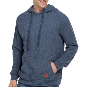 VICT POPU Hoodies For Men Pullover Long Sleeve hooded Plaid Jacquard With Big Pockets Solid Color Sweatshirt