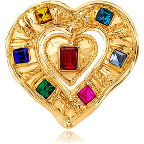 Heart Brooch Pin Gold Rhinestone Crystal Lapel Brooches for Women Girls Fashion Jewelry Gift in Saudi Arabia
