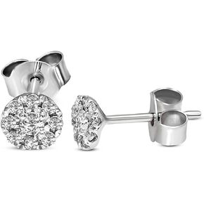 1/4 Carat to 3/4 Carat | 10K White Gold & 925 Sterling Silver | Lab Grown Cluster Diamond Stud Earrings | Round Shape Push Back Pave Setting Friendly Diamonds Earrings | G-H Color, SI1 Clarity in Saudi Arabia