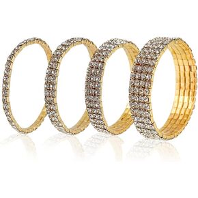 Pingyongchang Sparkle Multicolor Rhinestone Stackable Stretch Bracelets Sparkling Bridal Tennis Bangle for Women Girls Best Party Gifts