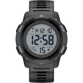GOLDEN HOUR Mens Waterproof Digital Sport Watches Wide Screen Easy Read Display Military Style with Rubber Strap