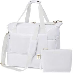 Duffle Bag Women Travel, Weekender Bag with Shoe Compartment, Overnight Bag with Toiletry Bag, Gym Bag Carry on Duffel Bag for Women, Men, Travel, Workout, Yoga, Sport (Black） in Kuwait