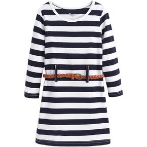 Girls Maxi Dress with Pocket Long Sleeve Striped Black Floral Casual for Holiday School Size 5-13 Years in Saudi Arabia