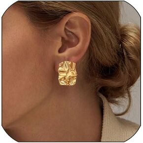 tosgmy مكتنزة الذهب مستطيل أقراط للنساء، الذهب بيان الأقراط لذيذ سميكة أقراط الذهب مربع القلب اللؤلؤ التجاعيد غير النظامية انخفاض القرط الأقراط الهندسية الحد الأدنى للنساء الفتيات العصرية هدية المجوهرات in Kuwait