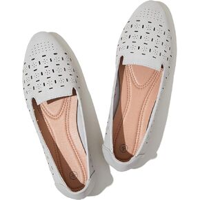 Rominz Women's Flats Shoes Comfortable Black PU Leather Ballet Flats for Women Casual Round Toe Dress Shoes Slip on Shoes Lightweight Foldable