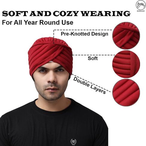 BISMAADH Sikh Tradition Readymade Turban, Dastar, Pagri, Beanie Head Cover for Men in Kuwait