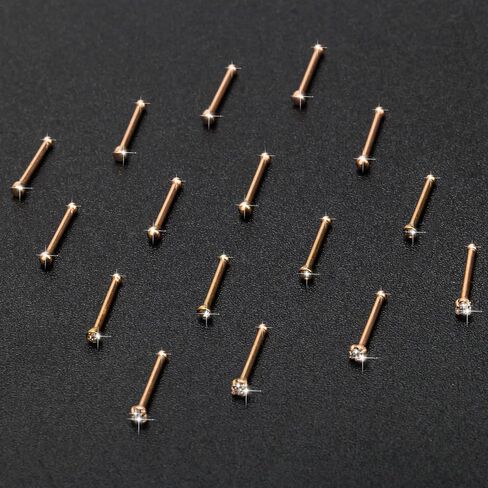 CrazyPiercing 16 قطعة ترصيع الأنف مجموعة 20G حلقات الأنف الفولاذ المقاوم للصدأ العظام ثقب الأنف ترصيع جولة تشيكوسلوفاكيا الأنف ثقب المجوهرات للرجال / النساء in Kuwait