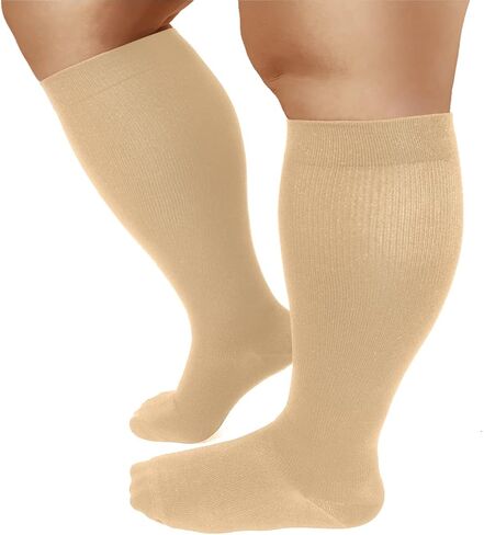 DHSO Plus Size Compression Socks for Women & Men, 20-30 mmhg Wide Calf Knee High Stockings for Circulation Support Recovery in Kuwait