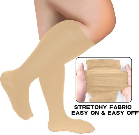 DHSO Plus Size Compression Socks for Women & Men, 20-30 mmhg Wide Calf Knee High Stockings for Circulation Support Recovery in Kuwait