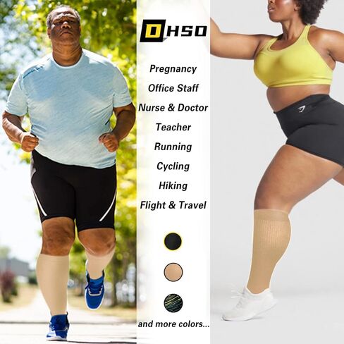 DHSO Plus Size Compression Socks for Women & Men, 20-30 mmhg Wide Calf Knee High Stockings for Circulation Support Recovery in Kuwait