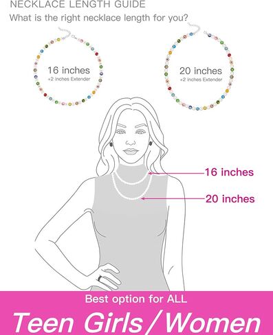 Genuine Pearl Necklace for Teen Girls/Women/Men, 16 Inches Choker/ 20 Inches Necklace in Kuwait