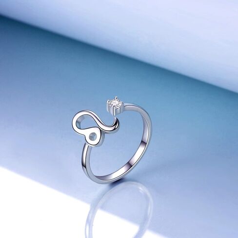 YFN 925 Sterling Silver Zodiac Sign Rings 12 Constellation Astrology Adjustable Cute Ring in Kuwait