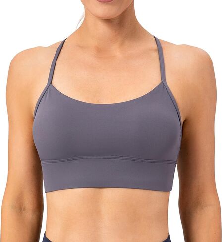 Lavento Women's Y Back Sports Bra Spaghetti Straps Padded Low Impact Workout Yoga Bras in Saudi Arabia