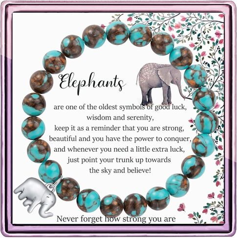 سوار الفيل المحظوظ من ARHTF للنساء، هدايا الفيل، هدايا الحظ السعيد للنساء، لا تنسى أبدًا مدى قوتك، هدايا ملهمة للفيل in Kuwait