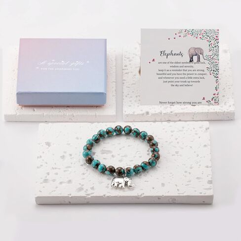 سوار الفيل المحظوظ من ARHTF للنساء، هدايا الفيل، هدايا الحظ السعيد للنساء، لا تنسى أبدًا مدى قوتك، هدايا ملهمة للفيل in Kuwait